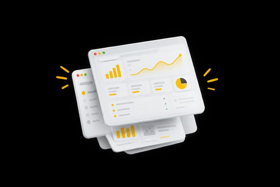 Жёлтая тележка с коробками инструментов интернет-маркетинга